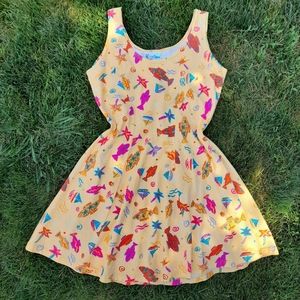 80s 90s Vintage Yellow Beach Dress